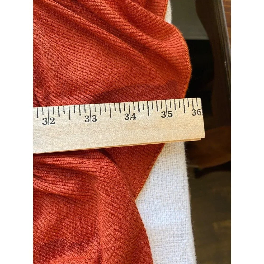 Unbranded Poncho Women’s One Size Rust Cowl Neck Ruffled Hem Hippie Bohemian